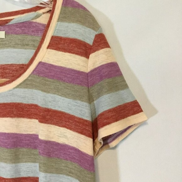 Madewell Striped tee Multicolor Short Sleeve Scoop Neck Women's Sz Medium Cotton - Picture 4 of 10